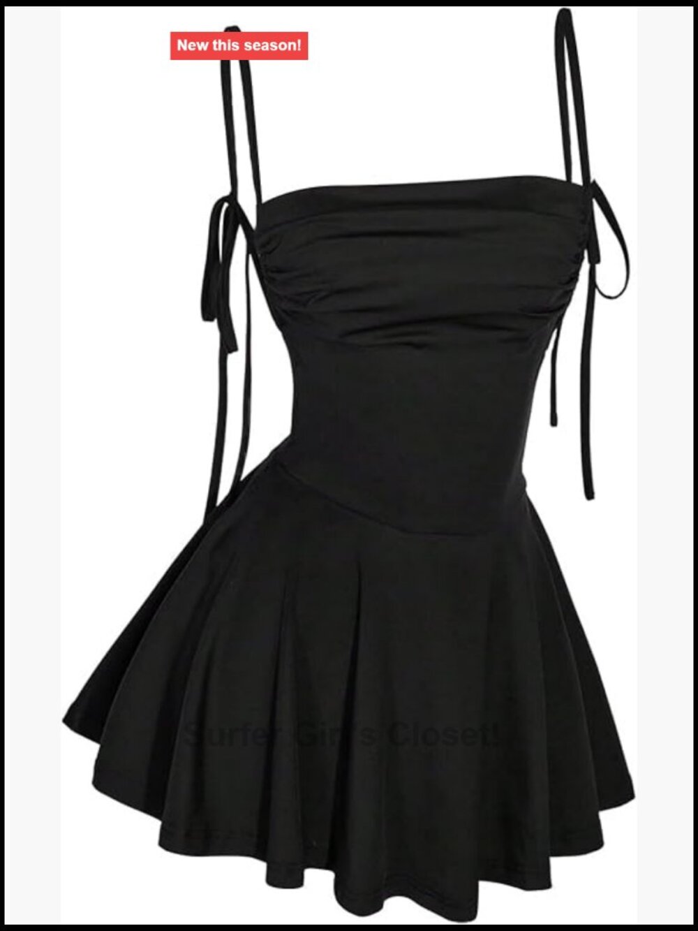 Black Sleeveless A-Line Mini Dress Spaghetti Straps Backless Tiered Party